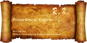 Rosenberg Kabos névjegykártya